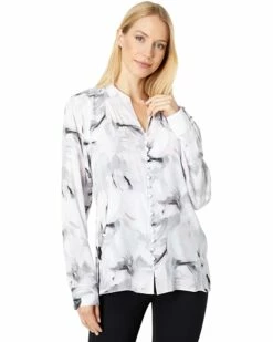 Calvin Klein Shirts & Tops Floral V-Neck Blouse with Button Detail