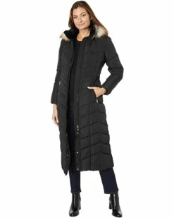 Calvin Klein Coats & Outerwear Cheveron Faux Fur Trimmed Maxi Puffer