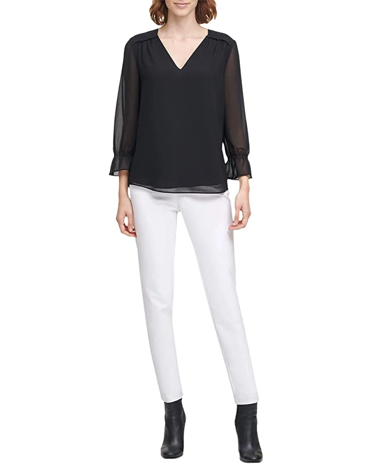 Calvin Klein Shirts & Tops Long Sleeve Blouse with V-Neck and Pleated Detail 3 Calvin Klein Shirts & Tops Long Sleeve Blouse with V-Neck and Pleated Detail - Image 3