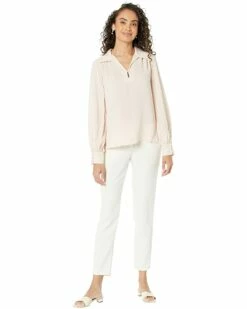 Calvin Klein Shirts & Tops Collared Long Sleeve Blouse with Button Detail At Cuff -Outlet Calvin Klein Store 61nOs3xtziL. AC SR736920