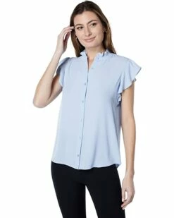 Calvin Klein Shirts & Tops Ruffle Cap Sleeve Mock Neck Blouse