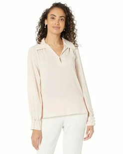 Calvin Klein Shirts & Tops Collared Long Sleeve Blouse with Button Detail At Cuff