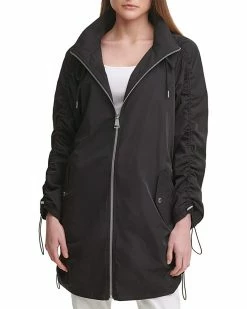 Calvin Klein Coats & Outerwear Long Jacket w/ Rouching and Belt