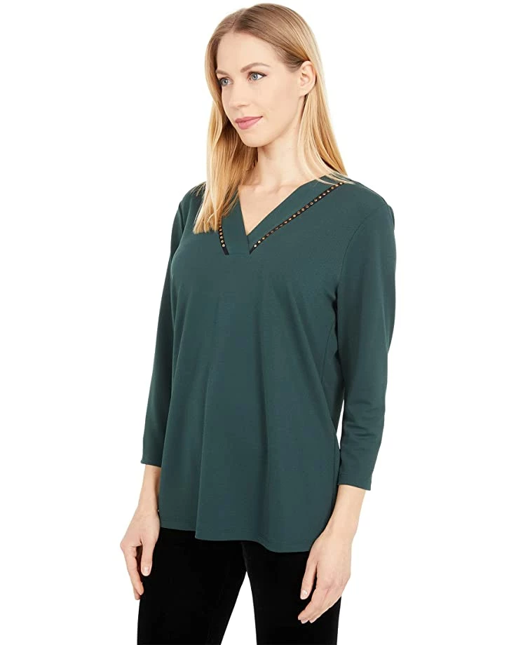 Calvin Klein Shirts & Tops Stretch Crepe V-Neck Blouse with Studs 2 Calvin Klein Shirts & Tops Stretch Crepe V-Neck Blouse with Studs - Image 2