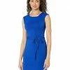 Calvin Klein Dresses Asymmetric Neck Sheath with Tie Waist