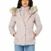 Calvin Klein Coats & Outerwear Short Faux Fur Trimmed Puffer with Bib