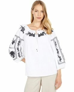 Calvin Klein Shirts & Tops 3/4 Sleeve Blouse with Embroidery