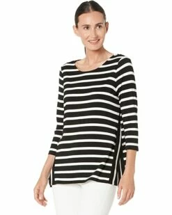 Calvin Klein Shirts & Tops Long Sleeve Striped Shirt w/ Split Angle Hem