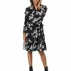 Calvin Klein Dresses Long Sleeve Ruffle Dress with Tie