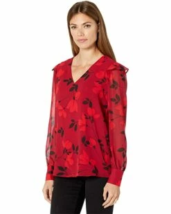 Calvin Klein Shirts & Tops V-Neck Blouse with Ruffle Sleeves