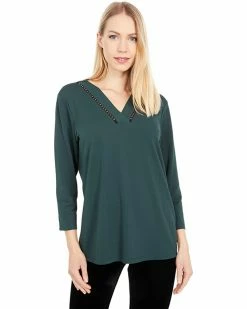 Calvin Klein Shirts & Tops Stretch Crepe V-Neck Blouse with Studs