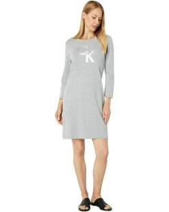 Calvin Klein Dresses Long Sleeve Logo Tee Dress
