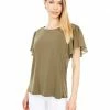 Calvin Klein Shirts & Tops Crew Neck Blouse w/ Chiffon Sleeve