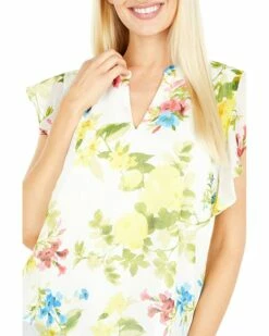 Calvin Klein Shirts & Tops Printed V-Neck Blouse with Ruffle Sleeves -Outlet Calvin Klein Store 71UzbvngSuS. AC SR736920