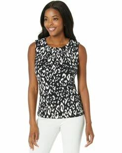 Calvin Klein Shirts & Tops Printed Sleeveless Pleat Neck Cami
