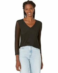 Calvin Klein Shirts & Tops 3/4 Sleeve V-Neck Mesh Top