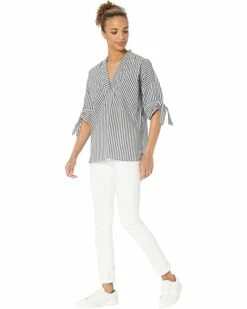 Calvin Klein Shirts & Tops Striped V-Neck Blouse w/ Roll Sleeve -Outlet Calvin Klein Store 71knIC7XeS. AC SR736920