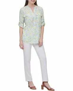 Calvin Klein Shirts & Tops Printed Crew Roll Sleeve