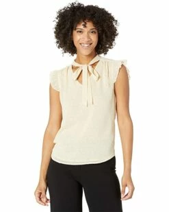 Calvin Klein Shirts & Tops Ruffle Cap Sleeve Tie Neck Blouse