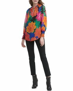 Calvin Klein Shirts & Tops Printed Long Sleeve Blouse w/ Ruffles and Tie -Outlet Calvin Klein Store 71sojzqIm9L. AC SR736920