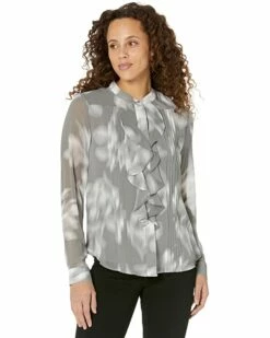 Calvin Klein Shirts & Tops Printed Ruffle Front Blouse