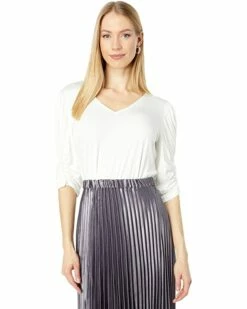 Calvin Klein Shirts & Tops Elbow Rouched Sleeve V-Neck Top