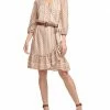 Calvin Klein Dresses Long Sleeve Faux Wrap Dress w/ Embroidery