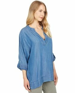 Calvin Klein Shirts & Tops Tencle Blouse w/ Roll Sleeves -Outlet Calvin Klein Store 81AOcxfVGS. AC SR736920