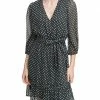 Calvin Klein Dresses Embroidered Dot Long Sleeve Top with Ruffle Hem