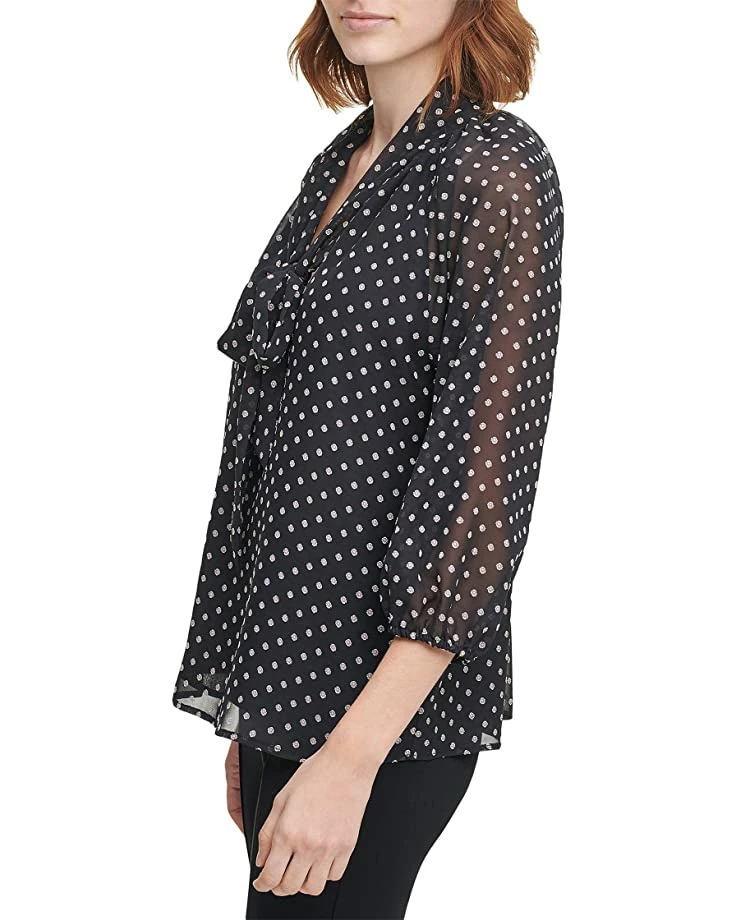 Calvin Klein Shirts & Tops Blouse with 3/4 Sleeve and Tie At Neck 2 Calvin Klein Shirts & Tops Blouse with 3/4 Sleeve and Tie At Neck - Image 2