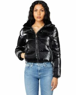 Calvin Klein Coats & Outerwear Short Shine Puffer with Chest Zip