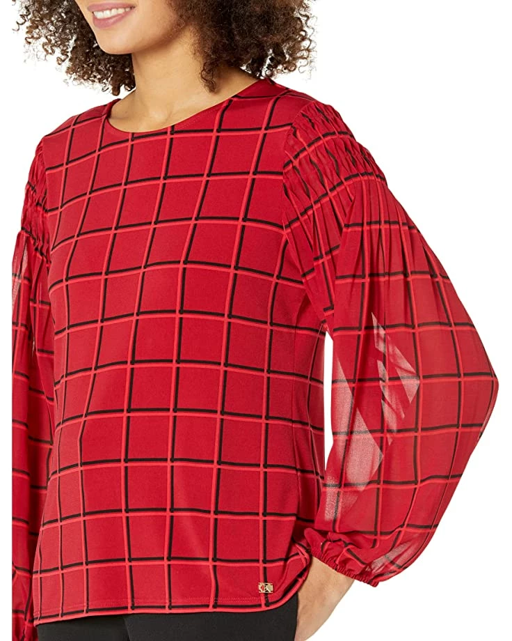 Calvin Klein Shirts & Tops Chiffon Blouse with Balloon Sleeves 3 Calvin Klein Shirts & Tops Chiffon Blouse with Balloon Sleeves - Image 3