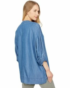 Calvin Klein Shirts & Tops Tencle Blouse w/ Roll Sleeves -Outlet Calvin Klein Store 81s KVsntYS. AC SR736920