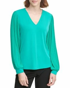 Calvin Klein Shirts & Tops Puff Pleated Sleeve Knit Top