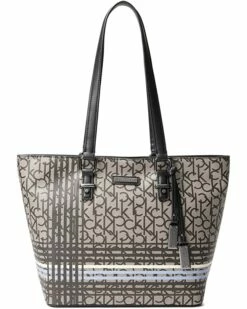 Calvin Klein Handbags Plaid Logo Tote