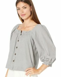 Calvin Klein Shirts & Tops Seersucker Square Neck Blouse w/ Buttons -Outlet Calvin Klein Store 917m9u9 CS. AC SR736920